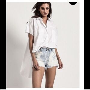 One Teaspoon Bonita Sea Drifter High Waist Frayed Denim Cut Off Shorts 26